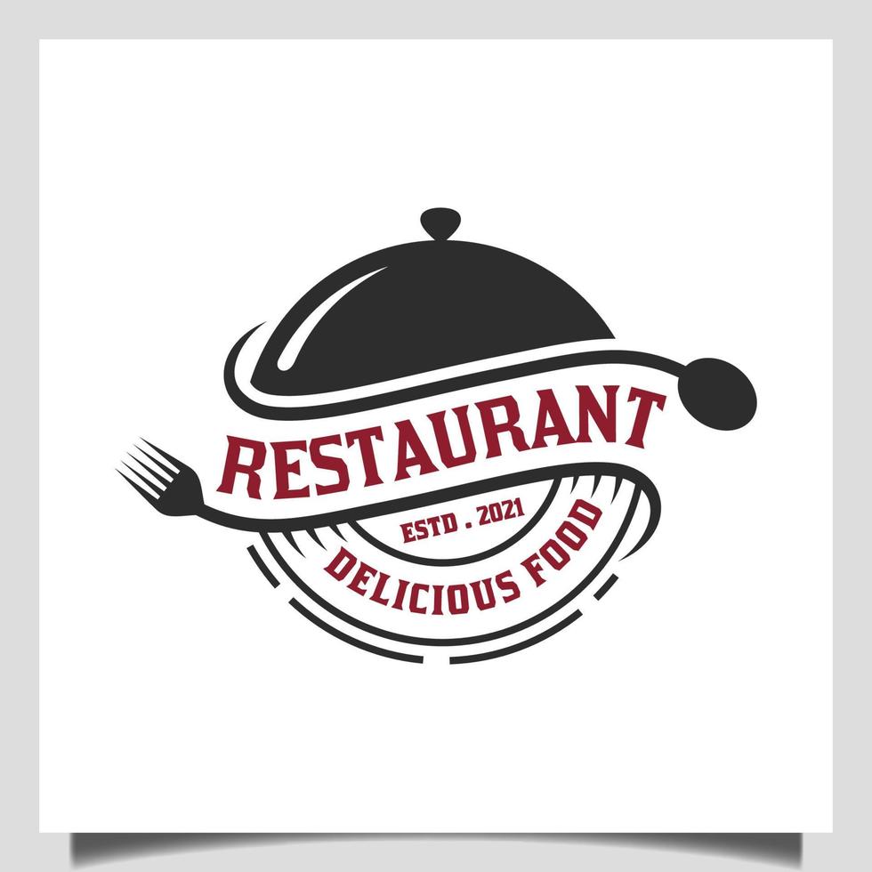 vintage-retro-restaurant-classic-food-with-fork-spoon-and-dish-design-concept-emblem-logo-template-free-vector